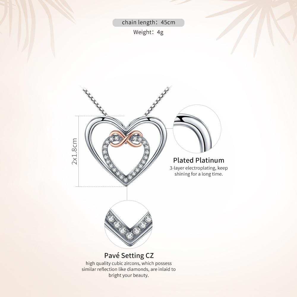 Infinity Double Heart Pendant Necklace - The Silver Goose SA