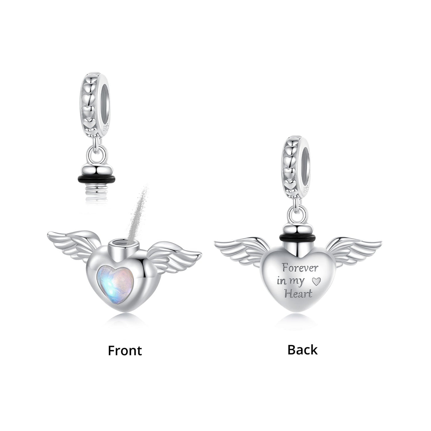 Angel Wings Memorial Pendant Charm - The Silver Goose SA