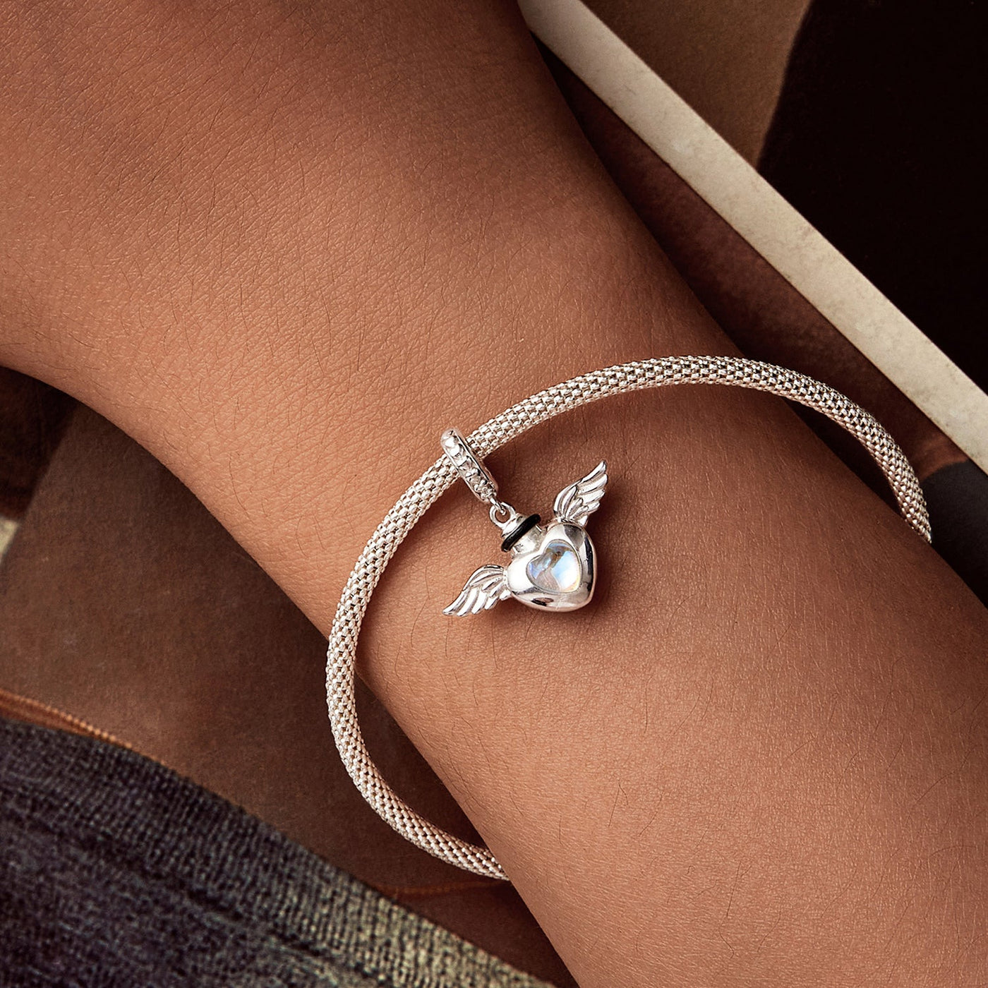 Angel Wings Memorial Pendant Charm - The Silver Goose SA