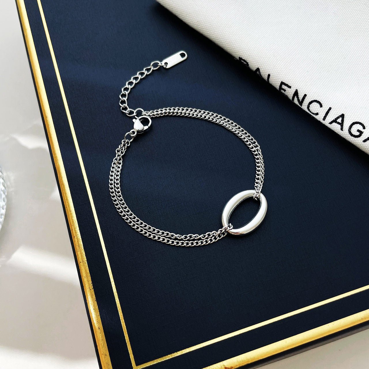 Oval Chained Bracelet - The Silver Goose SA