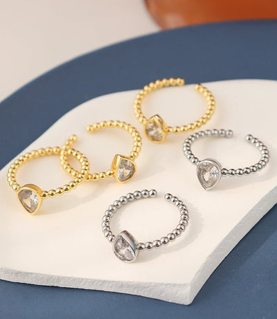 Teardrop Beaded Open Ring - The Silver Goose SA