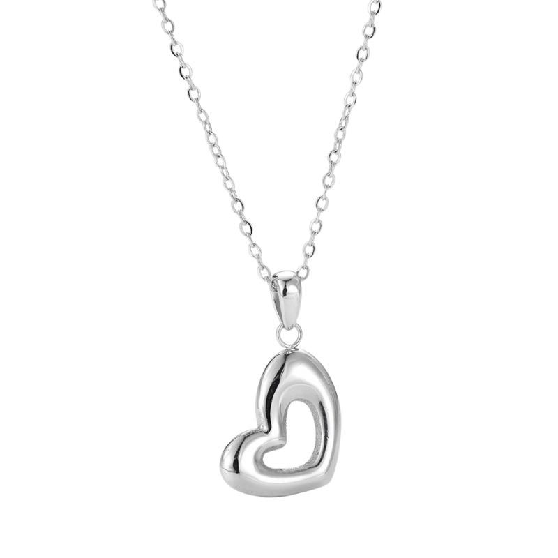 Tilted Heart Pendant Necklace - The Silver Goose SA