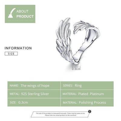 Angel Wings Open Ring - The Silver Goose SA