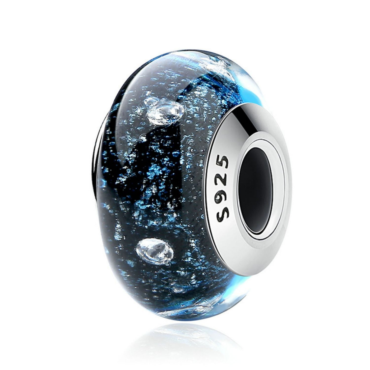 Black Bubbles Murano Bead Charm - The Silver Goose SA