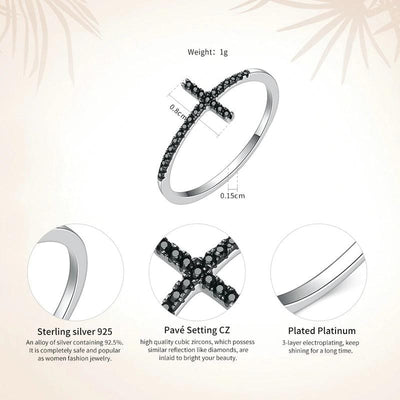 Black Cross Ring - The Silver Goose SA
