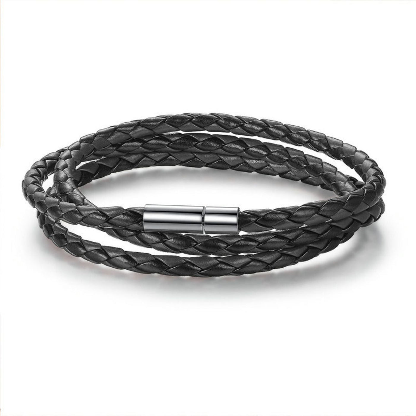 Black Magnet Buckle Leather Bracelet - The Silver Goose SA