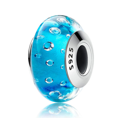 Blue Bubbles Murano Bead Charm - The Silver Goose SA