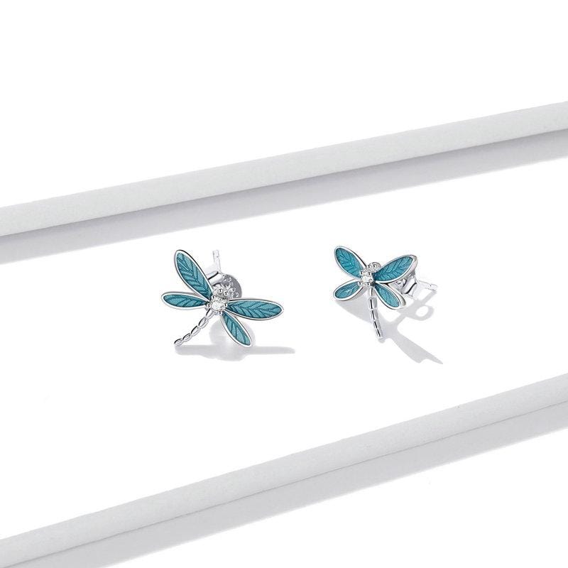 Blue Dragonfly Earrings - The Silver Goose SA