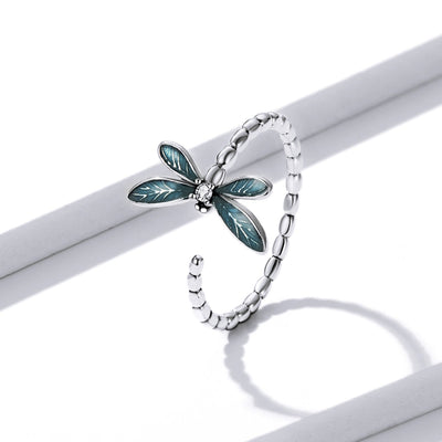 Blue Dragonfly Open Ring - The Silver Goose SA