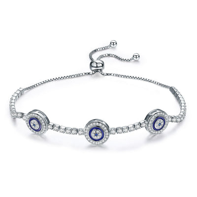 Blue Evil Eyes Tennis Bracelet - The Silver Goose SA