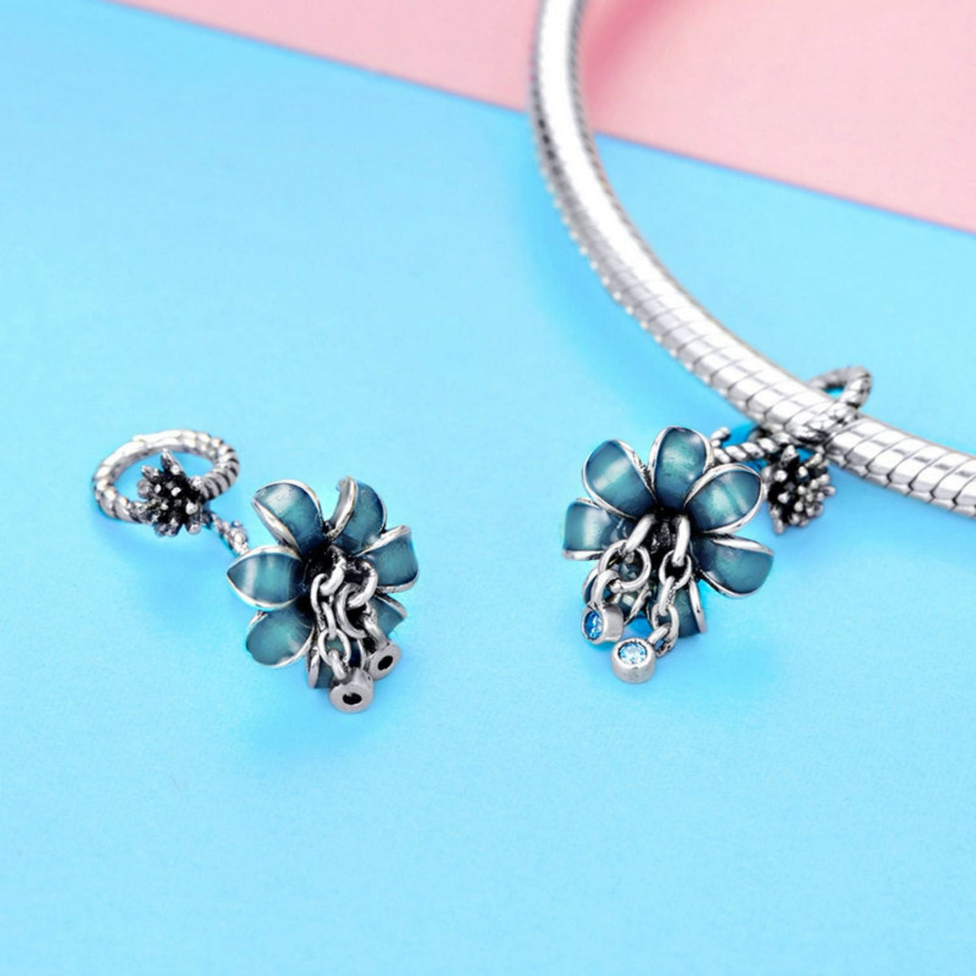 Blue Flower Pendant Charm - The Silver Goose SA