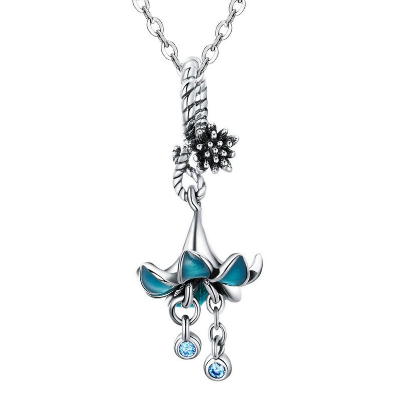 Blue Flower Pendant Charm - The Silver Goose SA