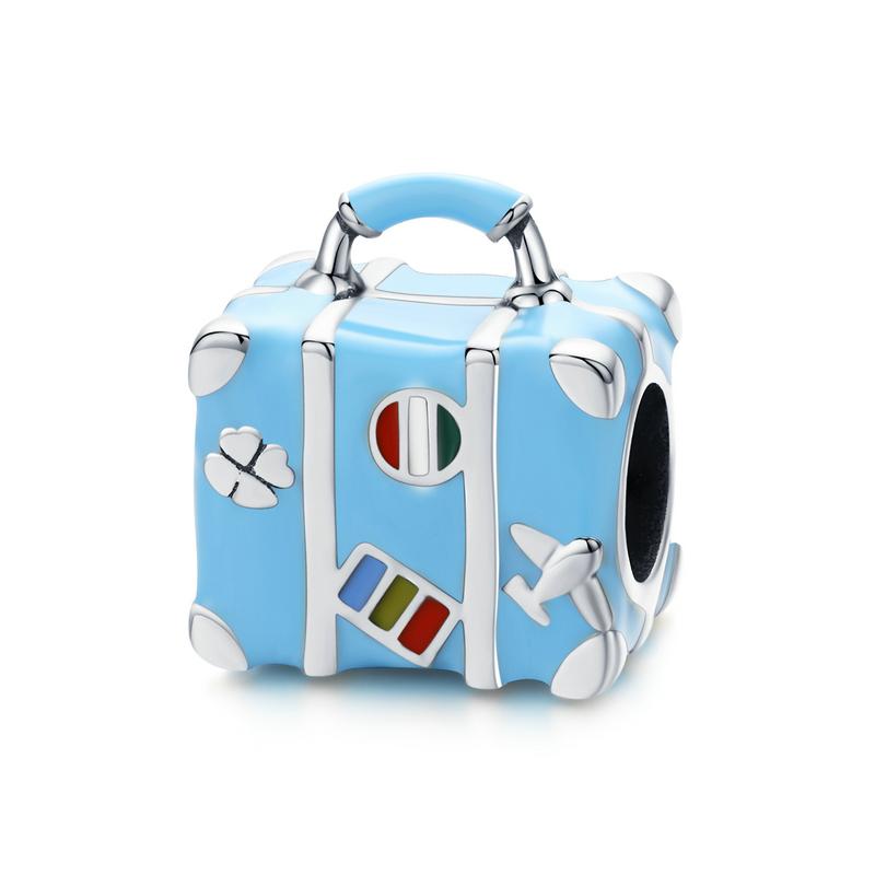 Blue Suitcase Charm - The Silver Goose SA