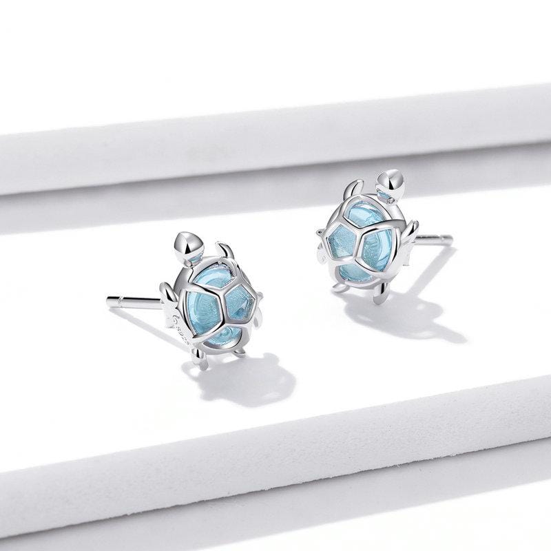 Blue Turtle Earrings - The Silver Goose SA