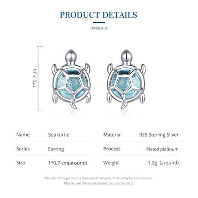 Blue Turtle Earrings - The Silver Goose SA