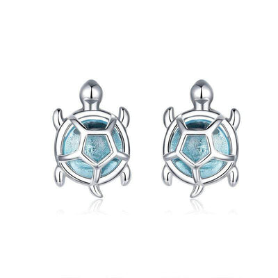 Blue Turtle Earrings - The Silver Goose SA