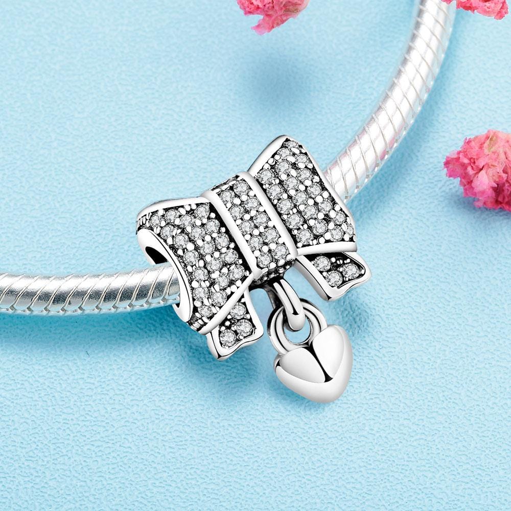 Bow Tie Heart Charm - The Silver Goose SA