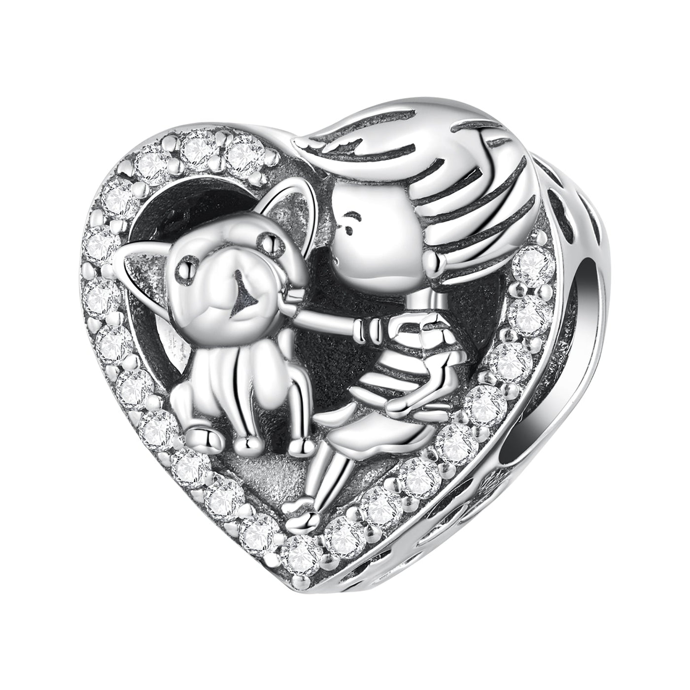 Boy & Dog Heart Charm - The Silver Goose SA