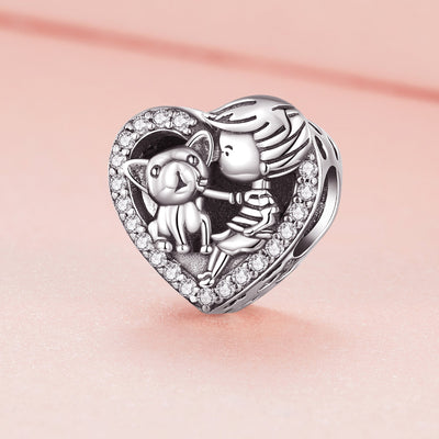 Boy & Dog Heart Charm - The Silver Goose SA