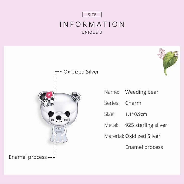 Bride Bear Charm - The Silver Goose SA