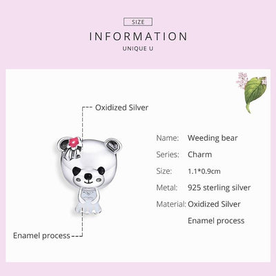 Bride Bear Charm - The Silver Goose SA