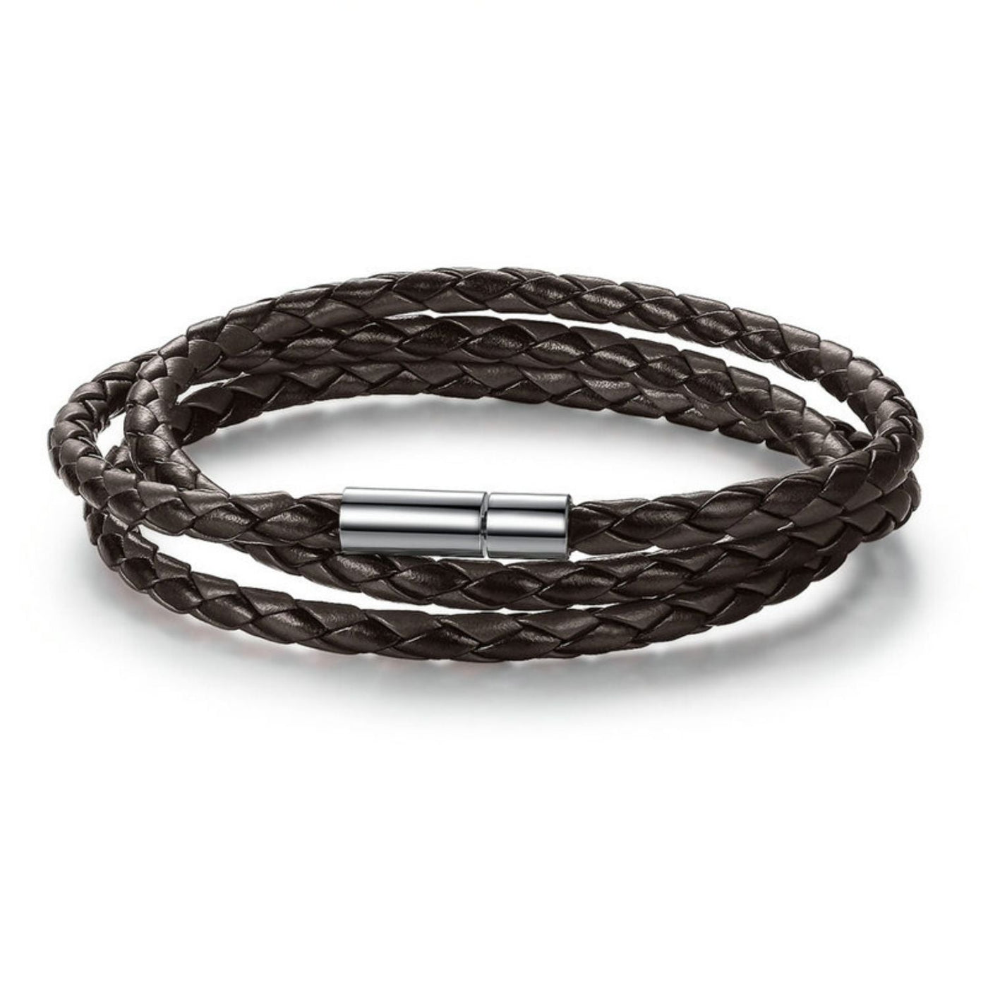 Brown Magnet Buckle Leather Bracelet - The Silver Goose SA