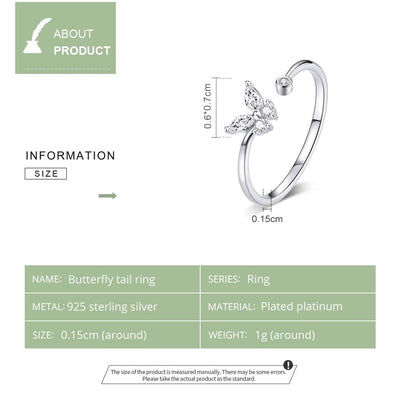 Butterfly Tail Open Ring - The Silver Goose SA