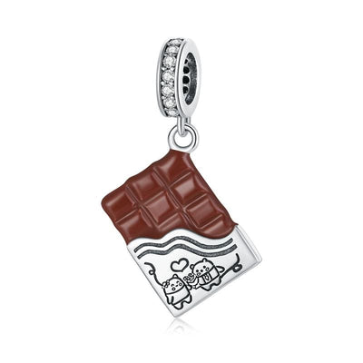 Chocolate Slab Pendant Charm - The Silver Goose SA