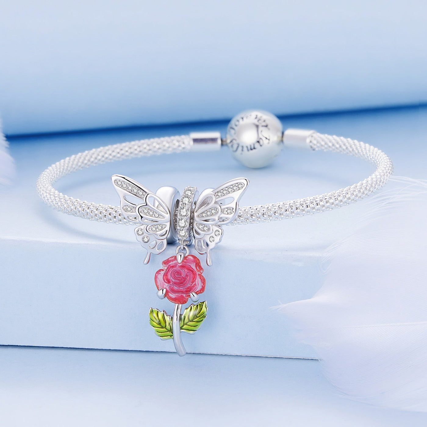 Colour Changing Rose Pendant Charm - The Silver Goose SA