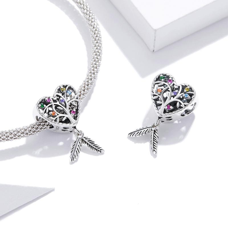 Colour Tree of Life Heart Charm - The Silver Goose SA