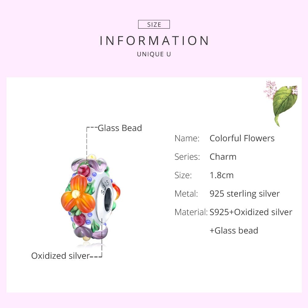 Colourful Flowers Bead Charm - The Silver Goose SA