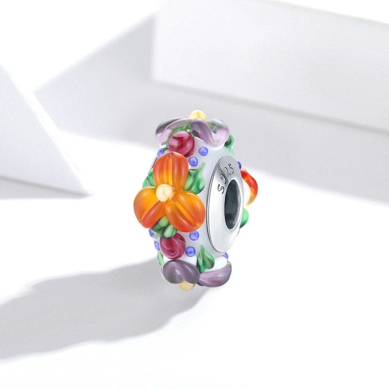 Colourful Flowers Bead Charm - The Silver Goose SA