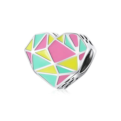 Colourful Geometric Heart Charm - The Silver Goose SA