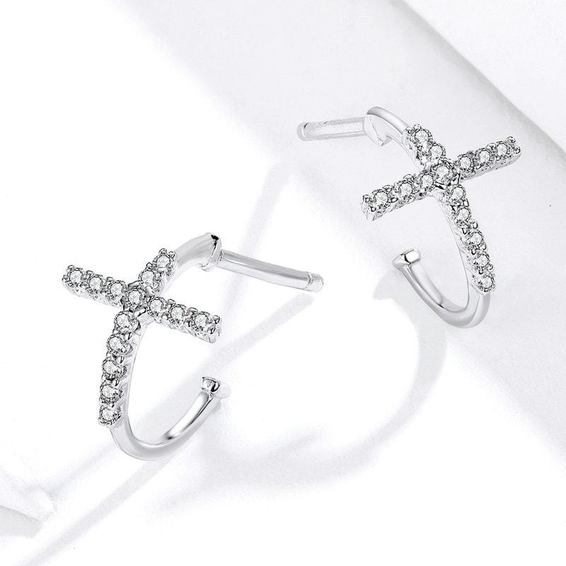 Cross Hoop Earrings - The Silver Goose SA