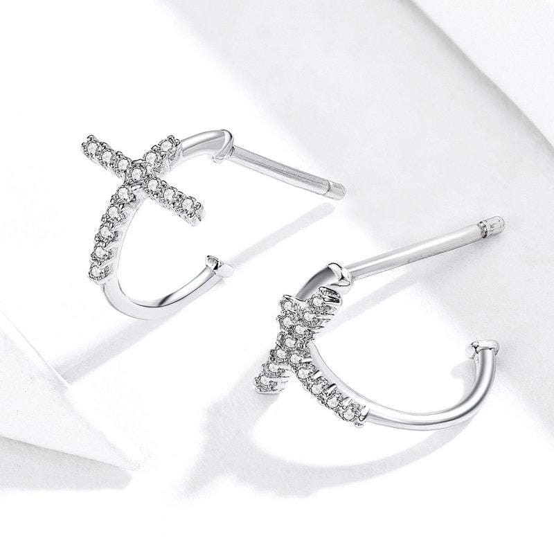 Cross Hoop Earrings - The Silver Goose SA