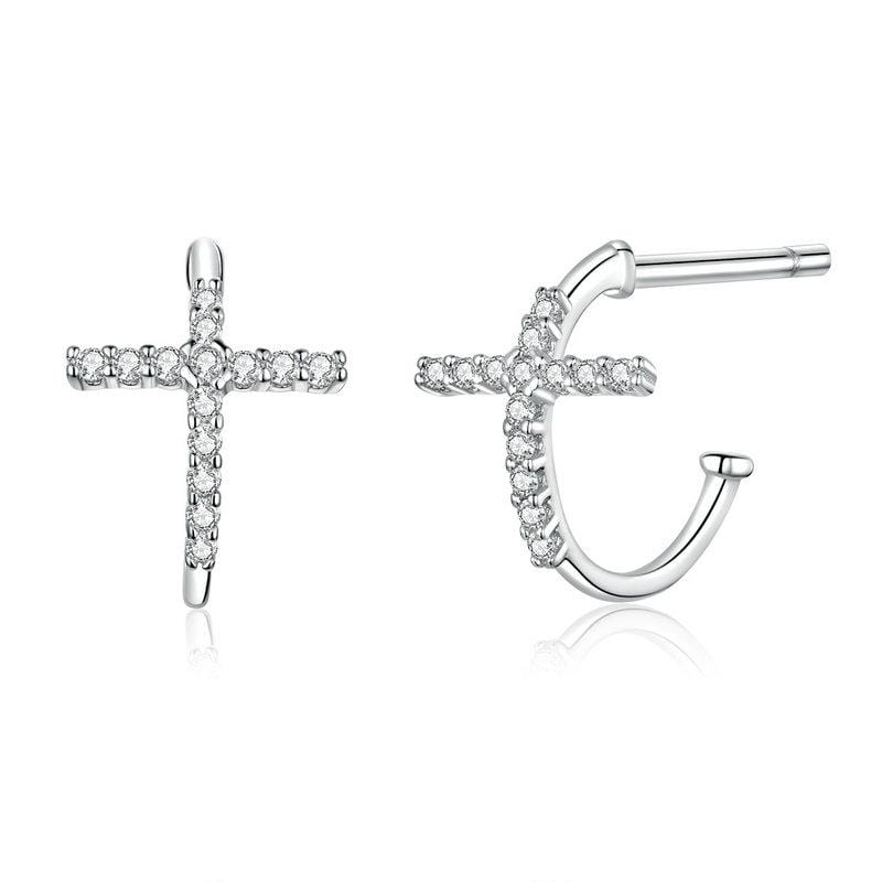 Cross Hoop Earrings - The Silver Goose SA