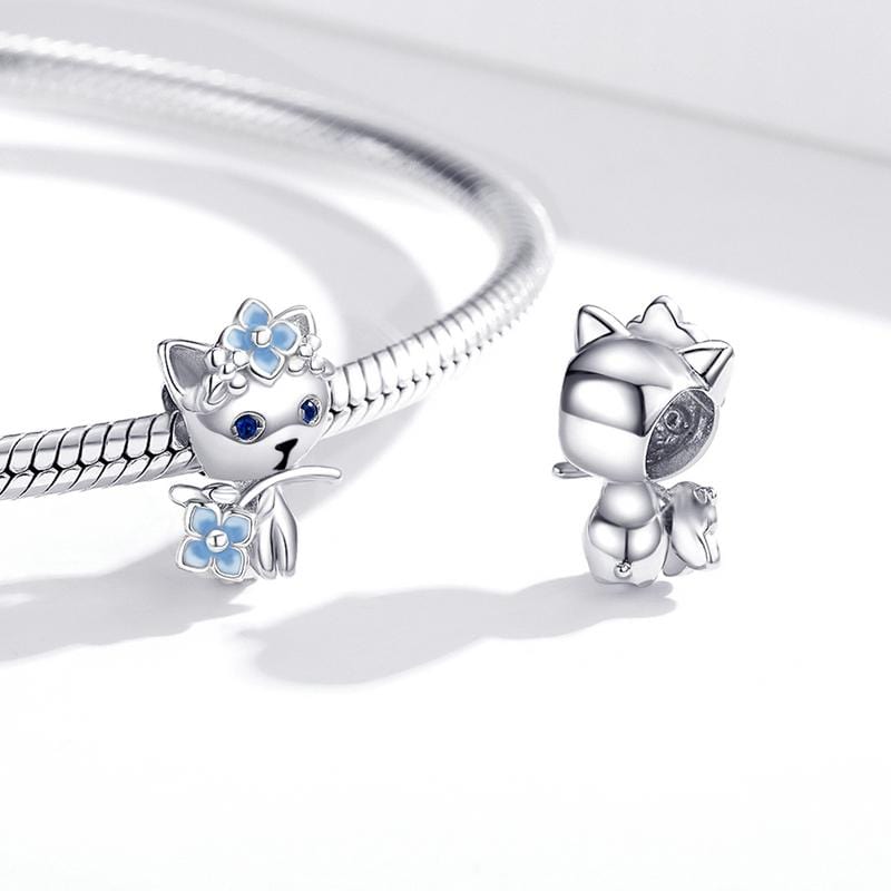Cute Cat Flower Charm - The Silver Goose SA