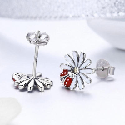 Daisy Ladybug Earrings - The Silver Goose SA