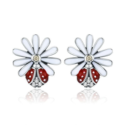 Daisy Ladybug Earrings - The Silver Goose SA