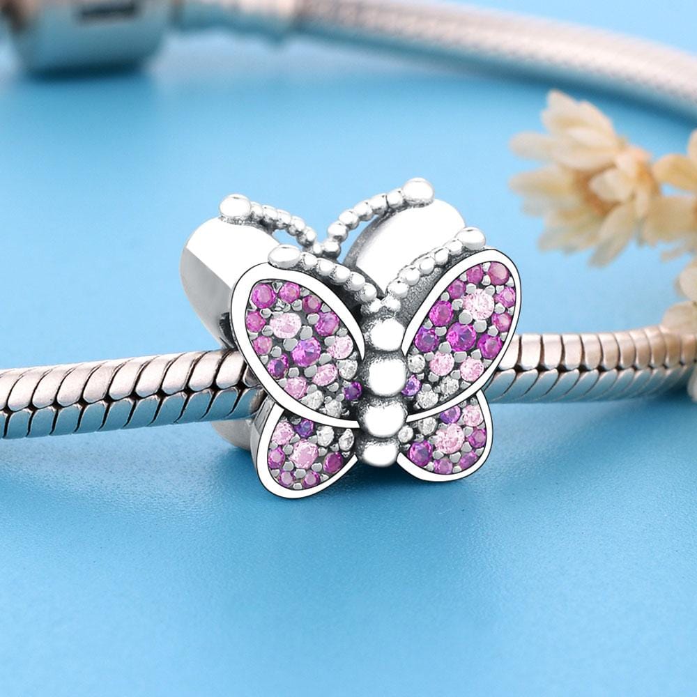 Dazzling Pink Butterfly Charm - The Silver Goose SA