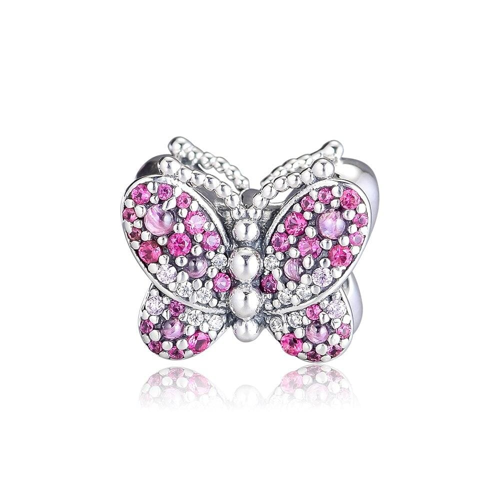 Dazzling Pink Butterfly Charm - The Silver Goose SA