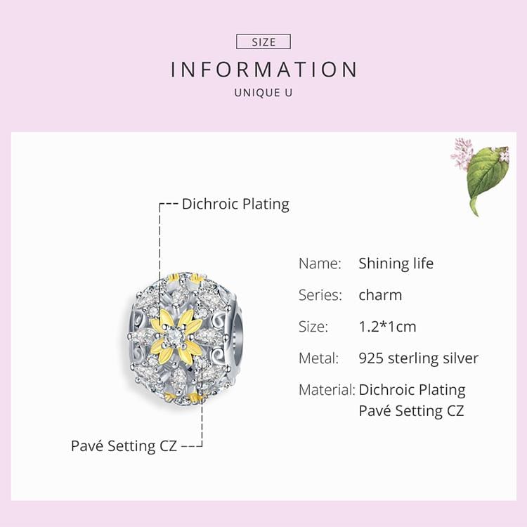 Dazzling Yellow Flower Bead Charm - The Silver Goose SA