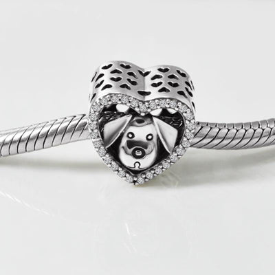 Dog in Heart Charm - The Silver Goose SA