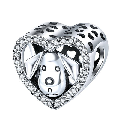 Dog in Heart Charm - The Silver Goose SA