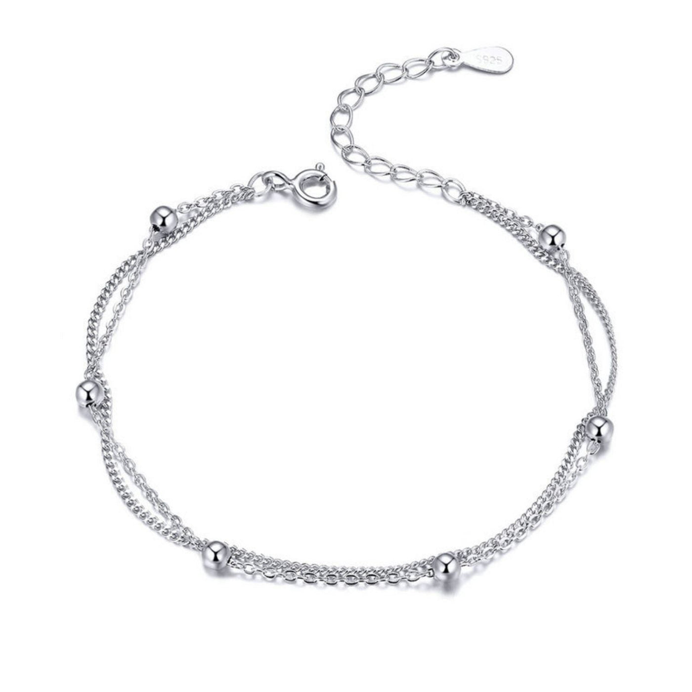 Double Layer Bead Chain Bracelet - The Silver Goose SA