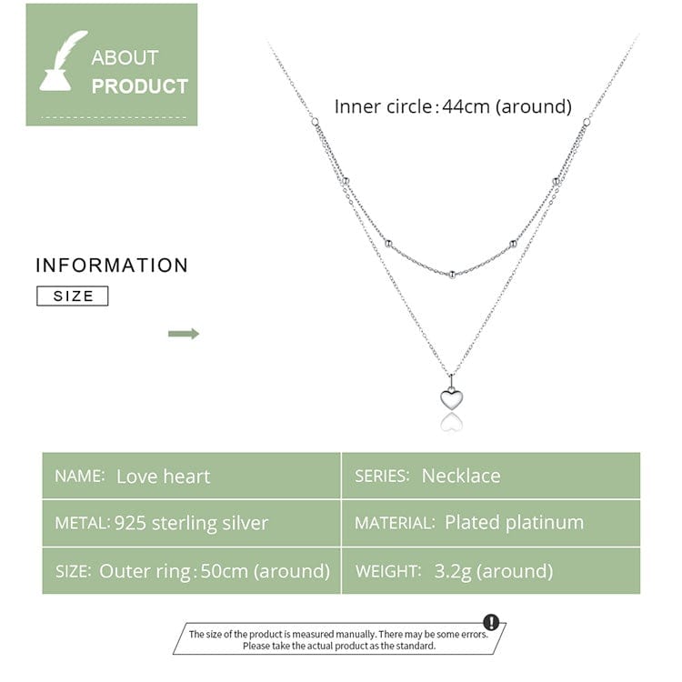 Double Layer Heart Necklace - The Silver Goose SA