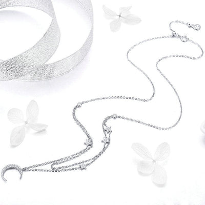 Double Layer Moon & Star Necklace - The Silver Goose SA