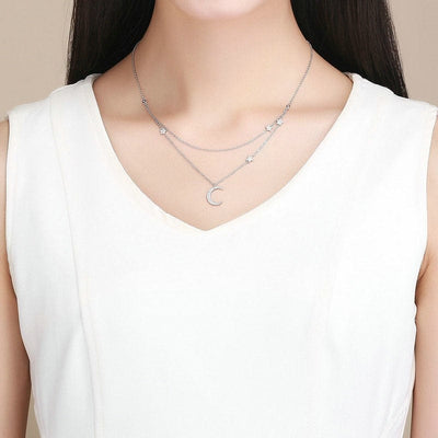 Double Layer Moon & Star Necklace - The Silver Goose SA