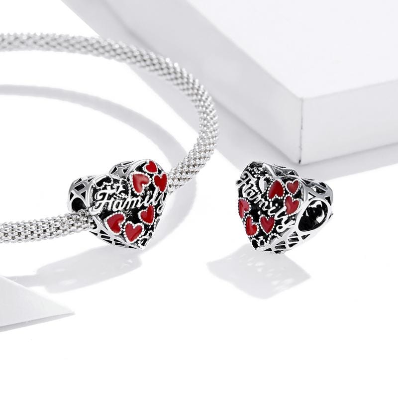 Family Red Hearts Charm - The Silver Goose SA