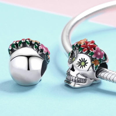 Flower Skull Charm - The Silver Goose SA